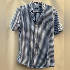 IZOD Button Down Short Sleeve Blue & White Checkered M
